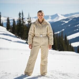 Vintage Womens Snowsuit Size 14 Yellow Winter Ski 80's